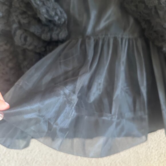 Vintage 80s Lace Gown Boat Neck Off Shoulder Pettiskirt Witchy Goth - Picture 9 of 14